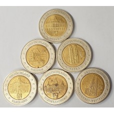 GERMANY . UNDATED . TWO 2 EURO . 6 SPECIMEN MINT COINS . 6 CITIES DEUTCHLAND